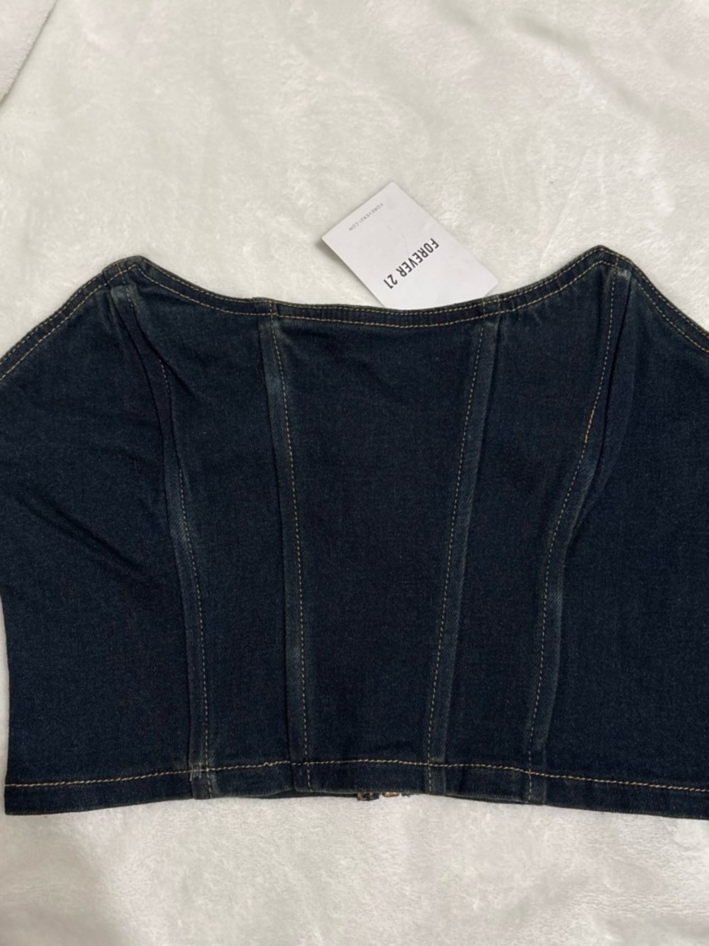 Forever 21 Dark Denim Strapless Corset Top